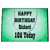 ハッパーソナライズされたピー105番目の誕生日デザイン ラージペーパーバッグ (正面)