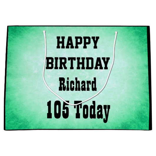 ハッパーソナライズされたピー105番目の誕生日デザイン ラージペーパーバッグ (正面)