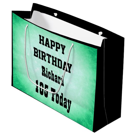 ハッパーソナライズされたピー105番目の誕生日デザイン ラージペーパーバッグ (正面アングル)