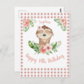 ハッパーソナライズされたピー14th誕生日かわいいスロッスガール ポストカード (正面/裏面)