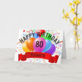 ハッパーソナライズされたピー80誕生日 カード (黄色い花)