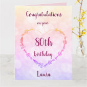 ハッパーソナライズされたピー80誕生日 カード (黄色い花)