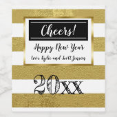 ハッパーソナライズされたプニューイヤー金ゴールドとブラック応援 ワインラベル (シングルラベル)