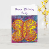 ハッパーソナライズされたプバタフライ誕生日カード カード (黄色い花)