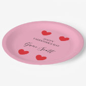 ハッパーソナライズされたプバレンタイン赤いハートピンク ペーパープレート (アングル)