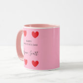 ハッパーソナライズされたプバレンタイン赤いハートピンク マグカップ (正面左)