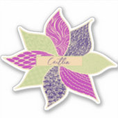 ハッパーソナライズされたプフラワー名シール シール (正面)