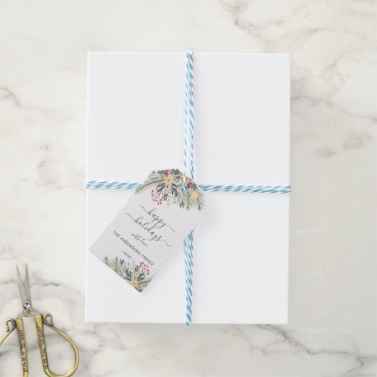 ハッパーソナライズされたプホリデーズウォーターカラーギフトラベル ギフトタグ (より糸付き)