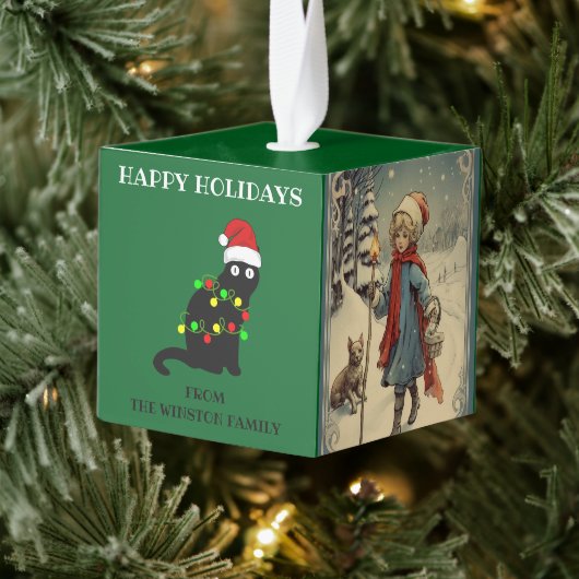 ハッパーソナライズされたプホリデーズウッド キューブオーナメント (ツリー)