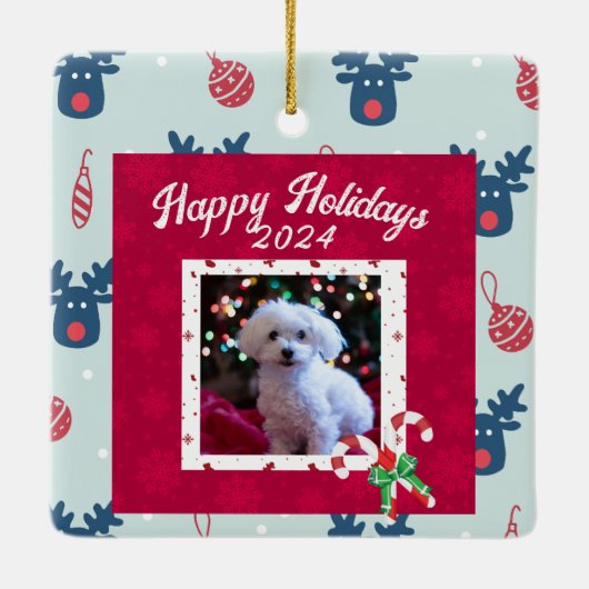 ハッパーソナライズされたプホリデーズオーナメントペットオーナーズ セラミックオーナメント (裏面)
