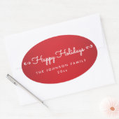 ハッパーソナライズされたプホリデーズオーバルレッドライトステッカー 楕円形シール (封筒)