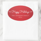 ハッパーソナライズされたプホリデーズオーバルレッドライトステッカー 楕円形シール (バッグ)