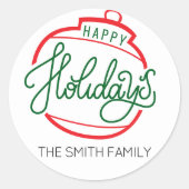 ハッパーソナライズされたプホリデーズギフトラベル名 ラウンドシール (正面)