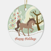 ハッパーソナライズされたプホリデーズブラウンホースウィンター セラミックオーナメント (左)