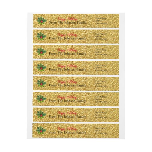 ハッパーソナライズされたプホリデーズホリーアドレス ラップアラウンドラベル (シート)