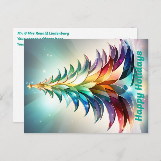 ハッパーソナライズされたプホリデー葉書。クリスマス ポストカード (正面/裏面)