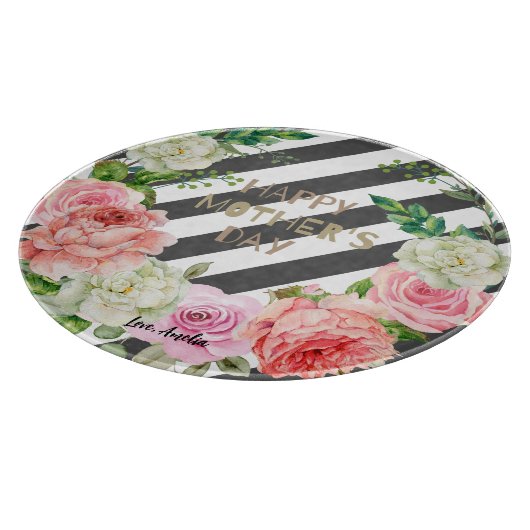 ハッパーソナライズされたプマザーズデイピンクフローラカスタム カッティングボード (角)