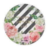 ハッパーソナライズされたプマザーズデイピンクフローラカスタム カッティングボード (正面)