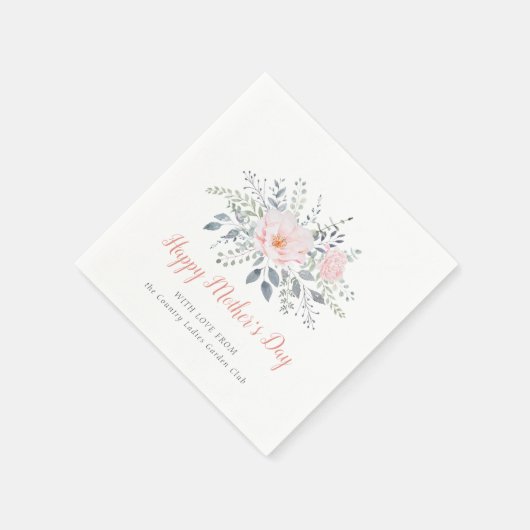 ハッパーソナライズされたプマザーズデイ赤面フローラ スタンダードカクテルナプキン (角)
