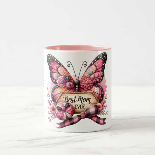 ハッパーソナライズされたプマザーズデイ・バタフライ ツートーンマグカップ (中央)
