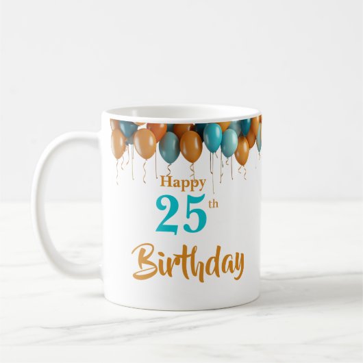 ハッパーソナライズされたプ25th誕生日コーヒーマグ コーヒーマグカップ (左)