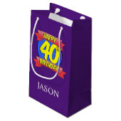 ハッパーソナライズされたプ40歳の誕生日 スモールペーパーバッグ (裏面アングル)