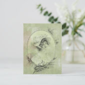 ハッビクトリアントヴェルディグリスグリーン葉書の女性 ポストカード (スタンド正面)