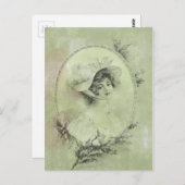 ハッビクトリアントヴェルディグリスグリーン葉書の女性 ポストカード (正面/裏面)