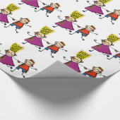 ハッピィおもしろいキッズカップルスケッチドードルマンガ ラッピングペーパー (角)