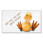 ハッピイおもしろいーイエローアヒル付き名刺マグネット マグネット名刺 (正面)