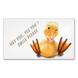 ハッピイおもしろいーイエローアヒル付き名刺マグネット マグネット名刺