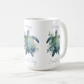 ハッピイアースデイ　カメのデザイン コーヒーマグカップ (正面右)