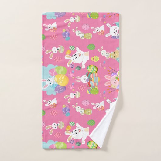 ハッピイースターの日 - パターンおもしろいうさぎとタマゴ ハンドタオル (ハンドタオル)