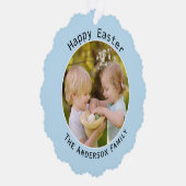 ハッピイースター ブルー パーソナライズ フォト デコレーション オーナメントカード (右)