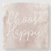 ハッピッ感動的クシック埃っぽいバラ赤面ピンク ストーンコースター (正面)