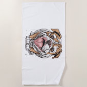 ハッピブルドッグ ビーチタオル (正面)