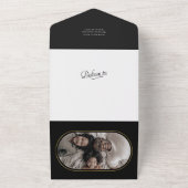 ハッピモダンエレガントークワンザファミリーフォトカード オールインワン招待状 (外側)