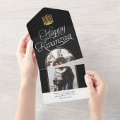 ハッピモダンエレガントークワンザファミリーフォトカード オールインワン招待状 (貼ってはがせる)