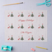 ハッピンかわいらしグホリデーズクリスマスツリーと鹿 薄葉紙 (クラフト)