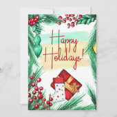 ハッピンエレガントグホリデーズクリスマスグリーティングカード 案内状 (正面)