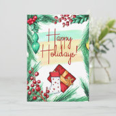 ハッピンエレガントグホリデーズクリスマスグリーティングカード 案内状 (スタンド正面)