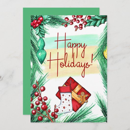 ハッピンエレガントグホリデーズクリスマスグリーティングカード 案内状 (正面/裏面)