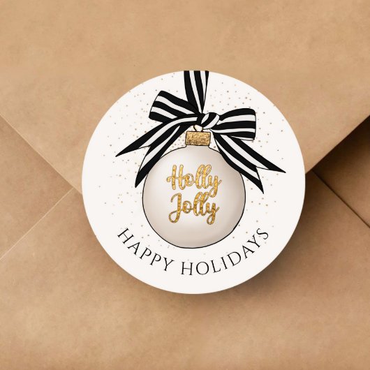 ハッピンエレガントグホリデーズクリスマスボーブル ラウンドシール