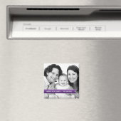 ハッピンエレガントグホリデーズパープルリボンファミリーフォト マグネット (インサイチュ (食洗機))