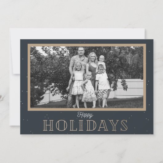 ハッピンエレガントグホリデーズブラック&ホワイトクリスマス シーズンカード (正面)