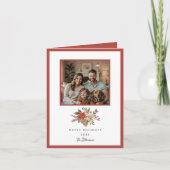 ハッピンエレガントグホリデーズポインセチア写真クリスマス シーズンカード (正面)