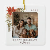 ハッピンエレガントグホリデーズポインセチア写真 セラミックオーナメント (正面)