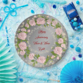 ハッピンカスタマイズグ・シルバーバラ記念日 ペーパープレート (パーティー)