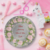 ハッピンカスタマイズグ・シルバーバラ記念日 ペーパープレート (パーティー)