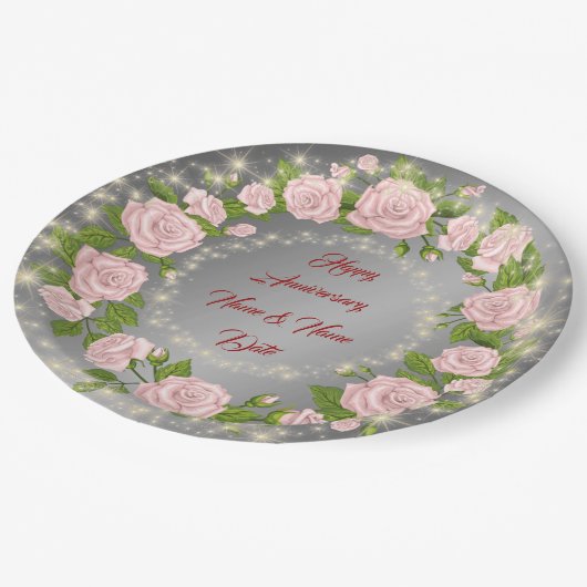 ハッピンカスタマイズグ・シルバーバラ記念日 ペーパープレート (アングル)